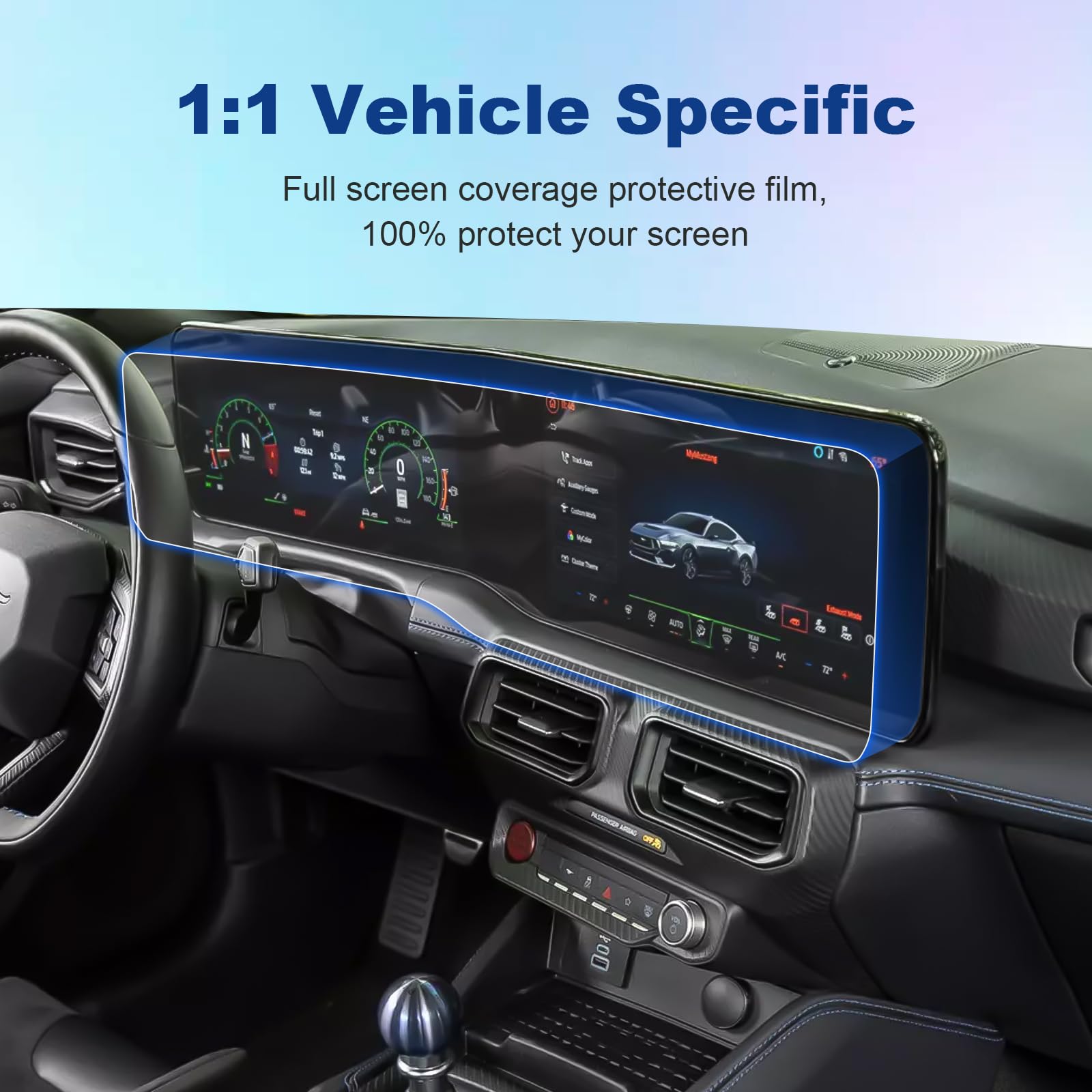 Coleya (2Pcs) 2024 2025 Mustang Screen Protector For Ford Mustang Lcd Display(All-In-One) 13.2In Navi+12.4In Dash, 2025 Mustang